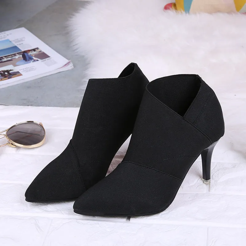 Hot Sale Pointed Toe High Heels Women Boots Basic Shoes Autumn And Winter Casual Fitted Female Single Fashion Outwear Shoe DT609