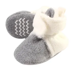 Hudson Baby Cozy Fleece and Sherpa Booties, Cream Heather Gray