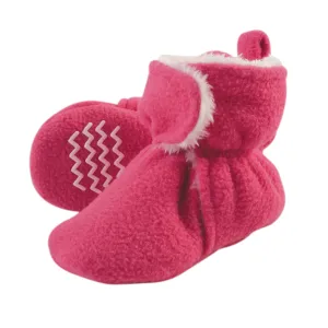 Hudson Baby Cozy Fleece and Sherpa Booties, Dark Pink