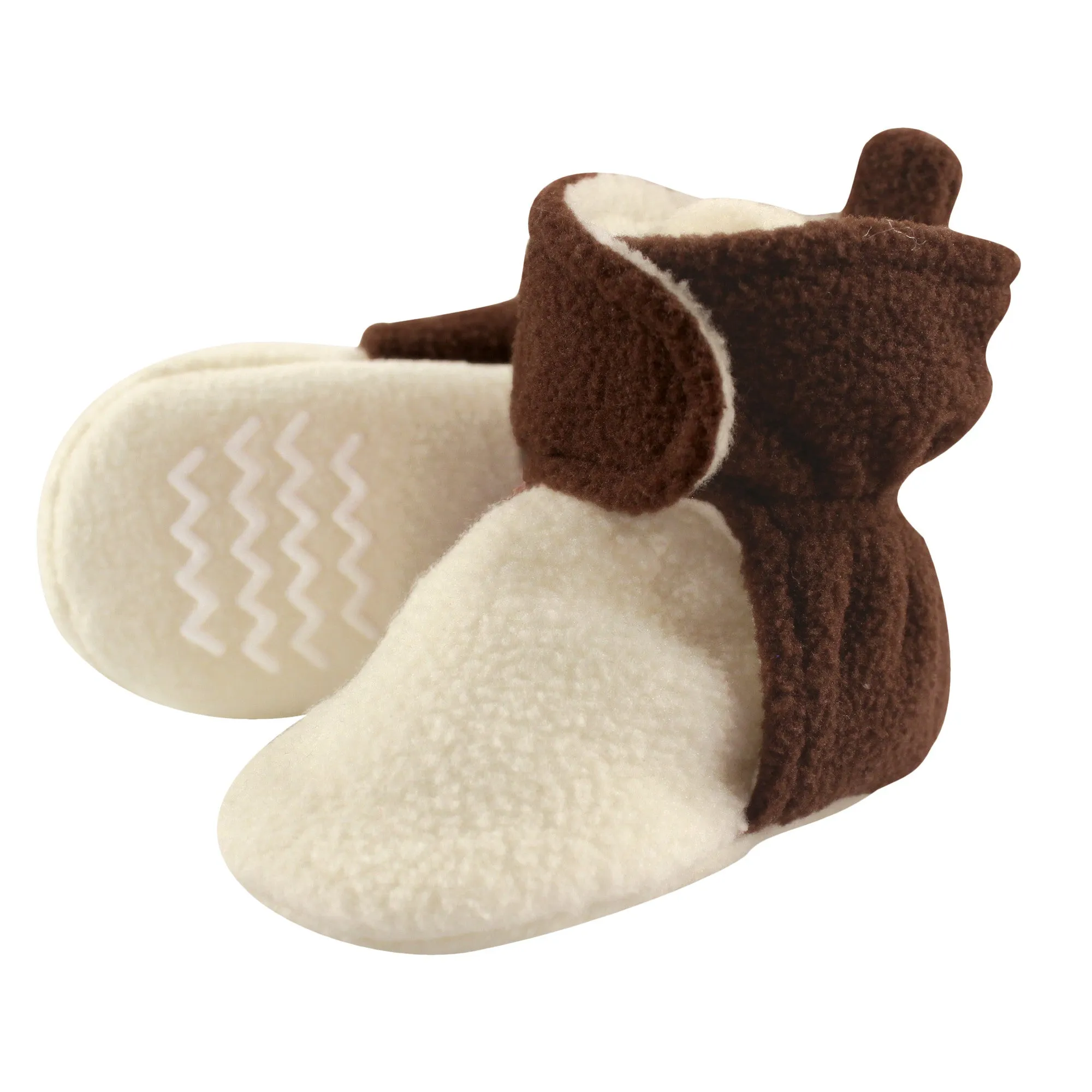 Hudson Baby Cozy Fleece Booties, Brown Cream