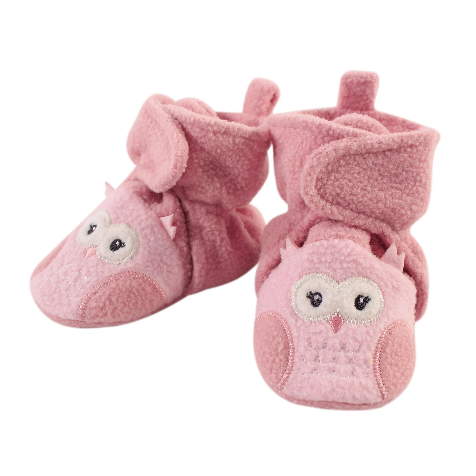 Hudson Baby Cozy Fleece Booties, Pink Owl