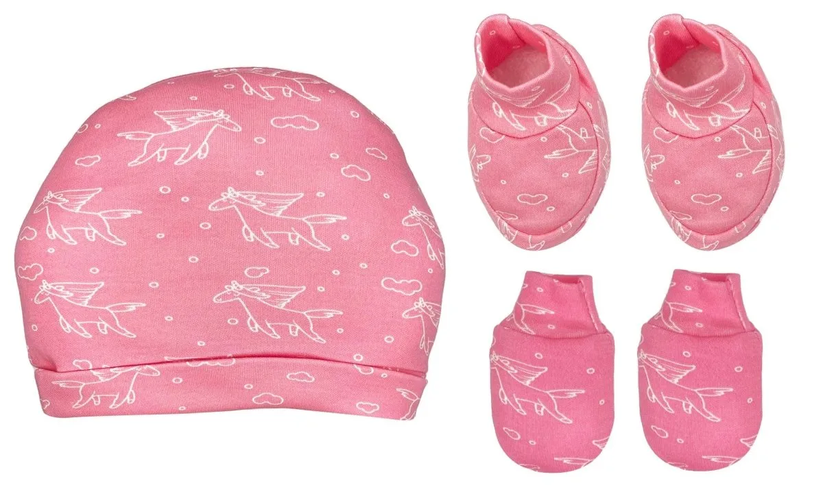 Infant Set Mittens Booties Cap Combo- Fairyland