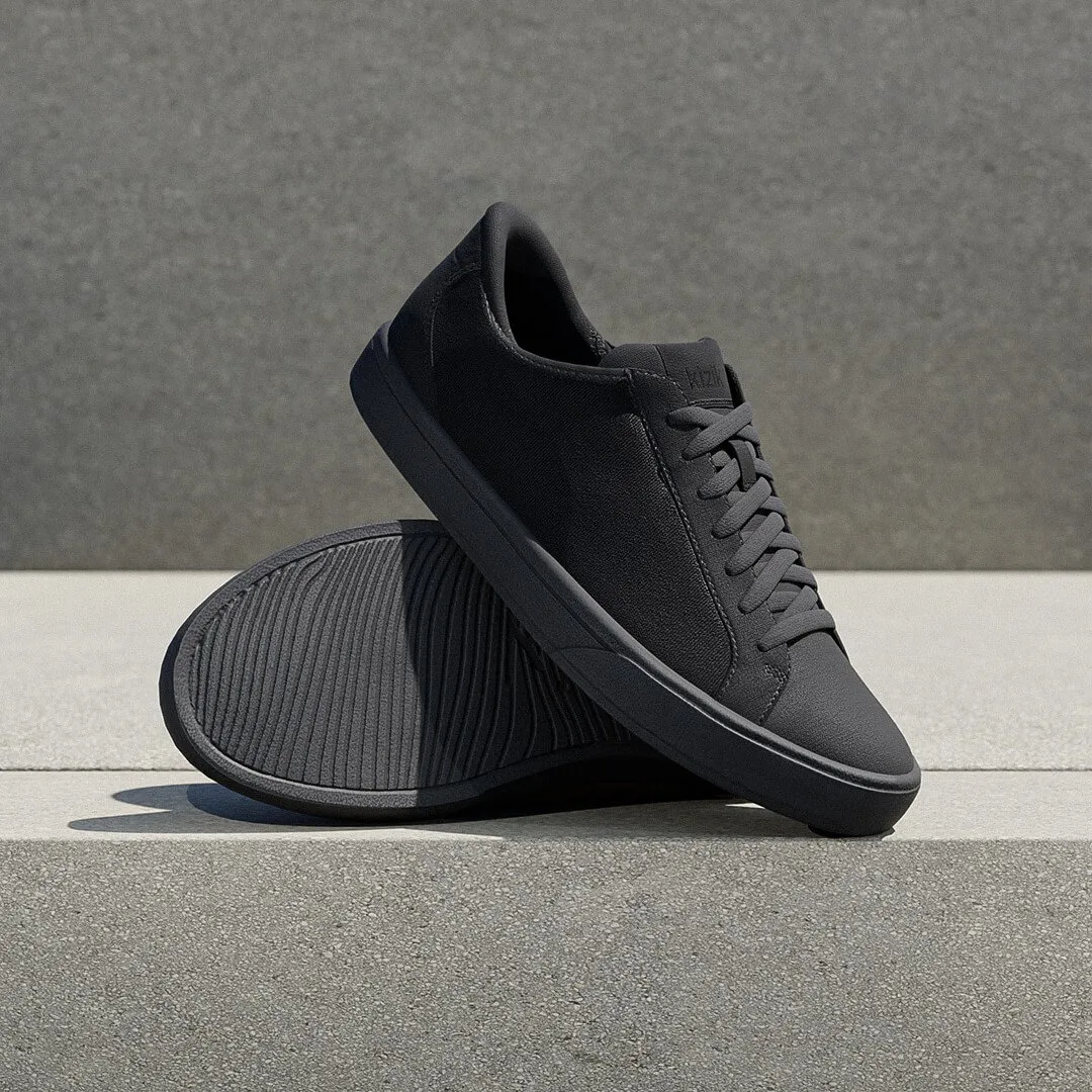 Irvine Easy-on Stretch Canvas Retro Sneaker in Black/Black