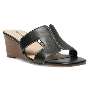 Jemima Wedge in Black Leather