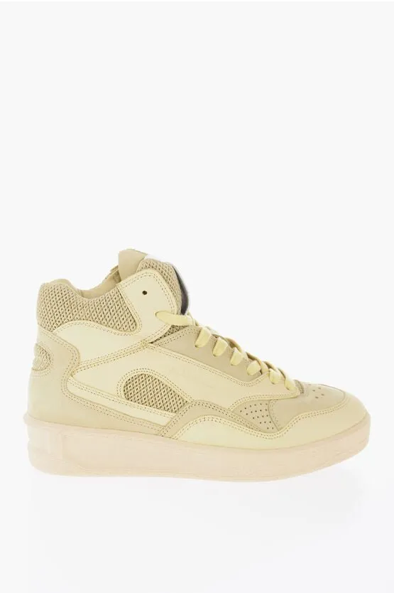 Jil Sander Leather BASKET High-Top Sneakers With Rubber Sole