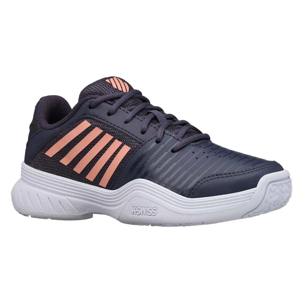 K-Swiss Court Express Omni Tennis Shoes (Junior) - Grey Stone/Peach/White