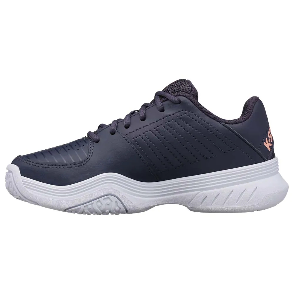 K-Swiss Court Express Omni Tennis Shoes (Junior) - Grey Stone/Peach/White