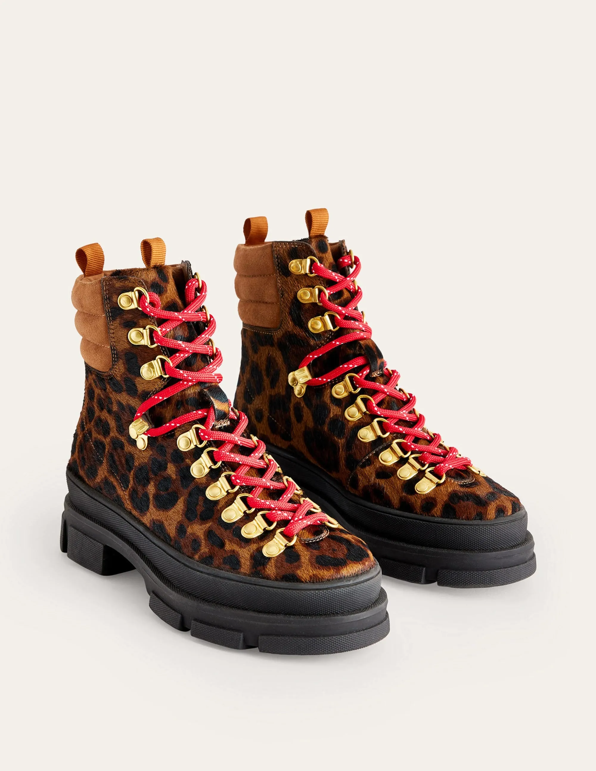 Lace-up Hiker Boots-Leopard Pony