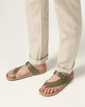 Leather Bottle Green Solid Sandals - Shophie