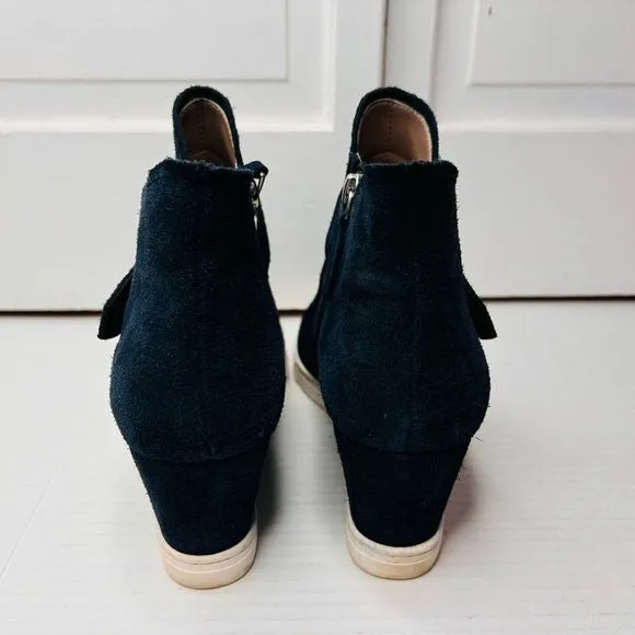 LINEA PAOLO Navy Felicia Platform Suede Wedge Sneakers Size 8