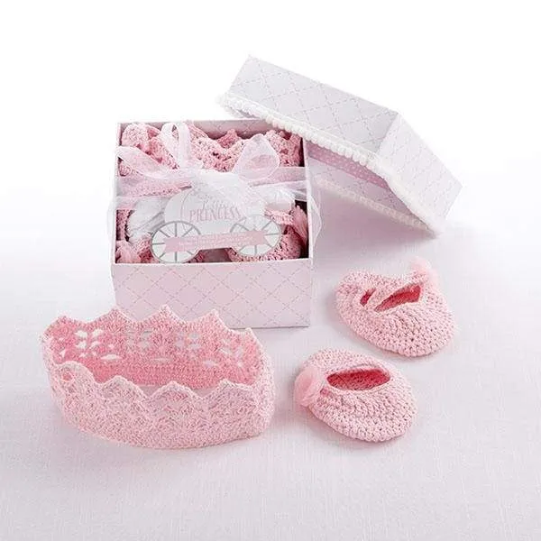 Little Princess Knit Headband and Booties Gift Set