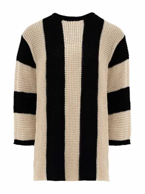 Long-sleeve striped mini jumper dress