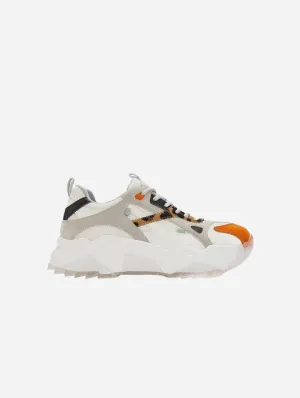 Loretta Vegan Leather Platform Sneakers | White & Orange