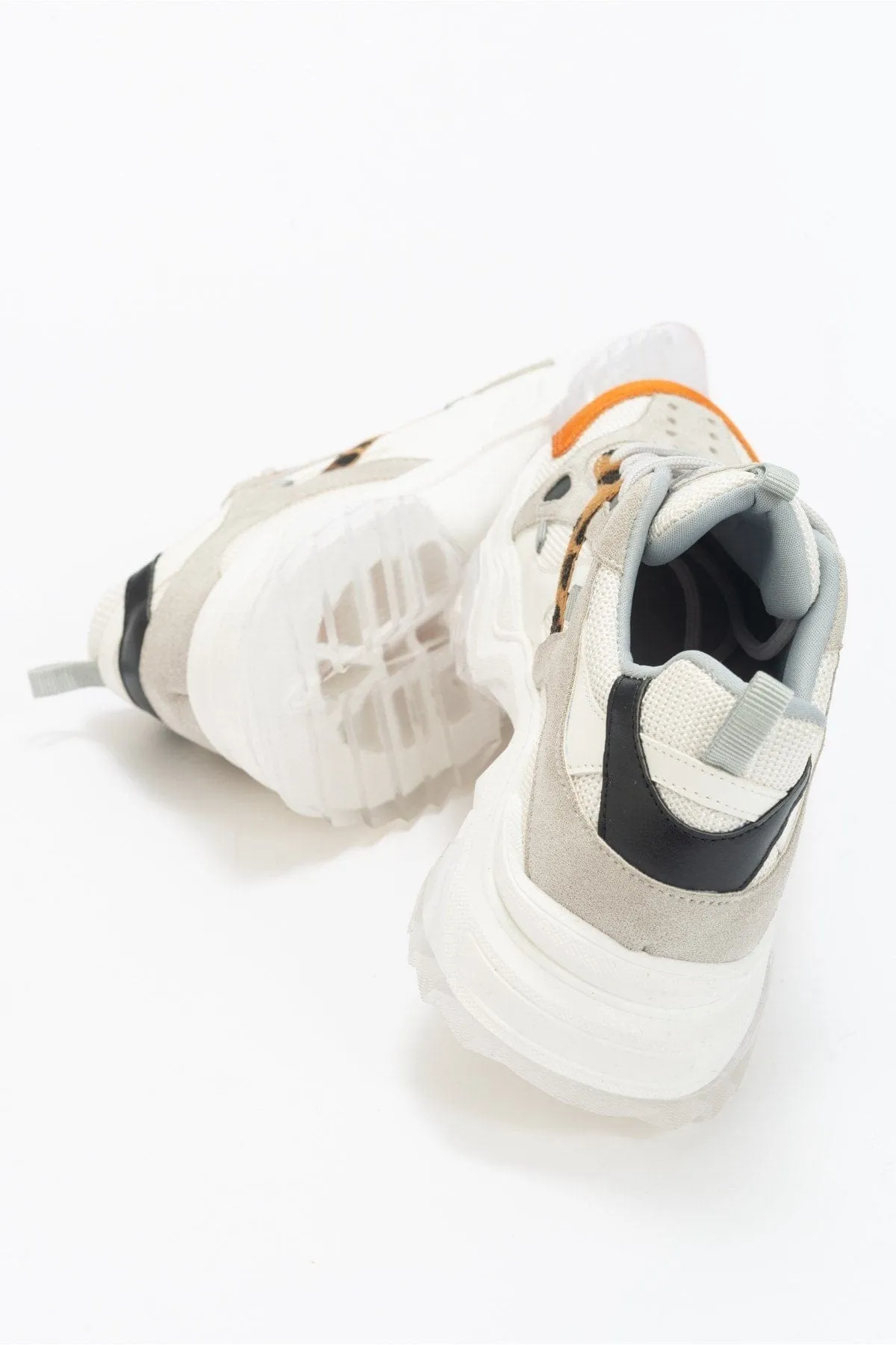 Loretta Vegan Leather Platform Sneakers | White & Orange