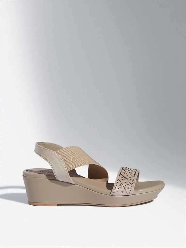 LUNA BLU Beige Slingback Wedge Heel Sandals