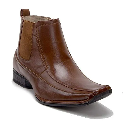 Men's 87742 Ankle High Zipper Classic Square Toe Chelsea Dress Boots