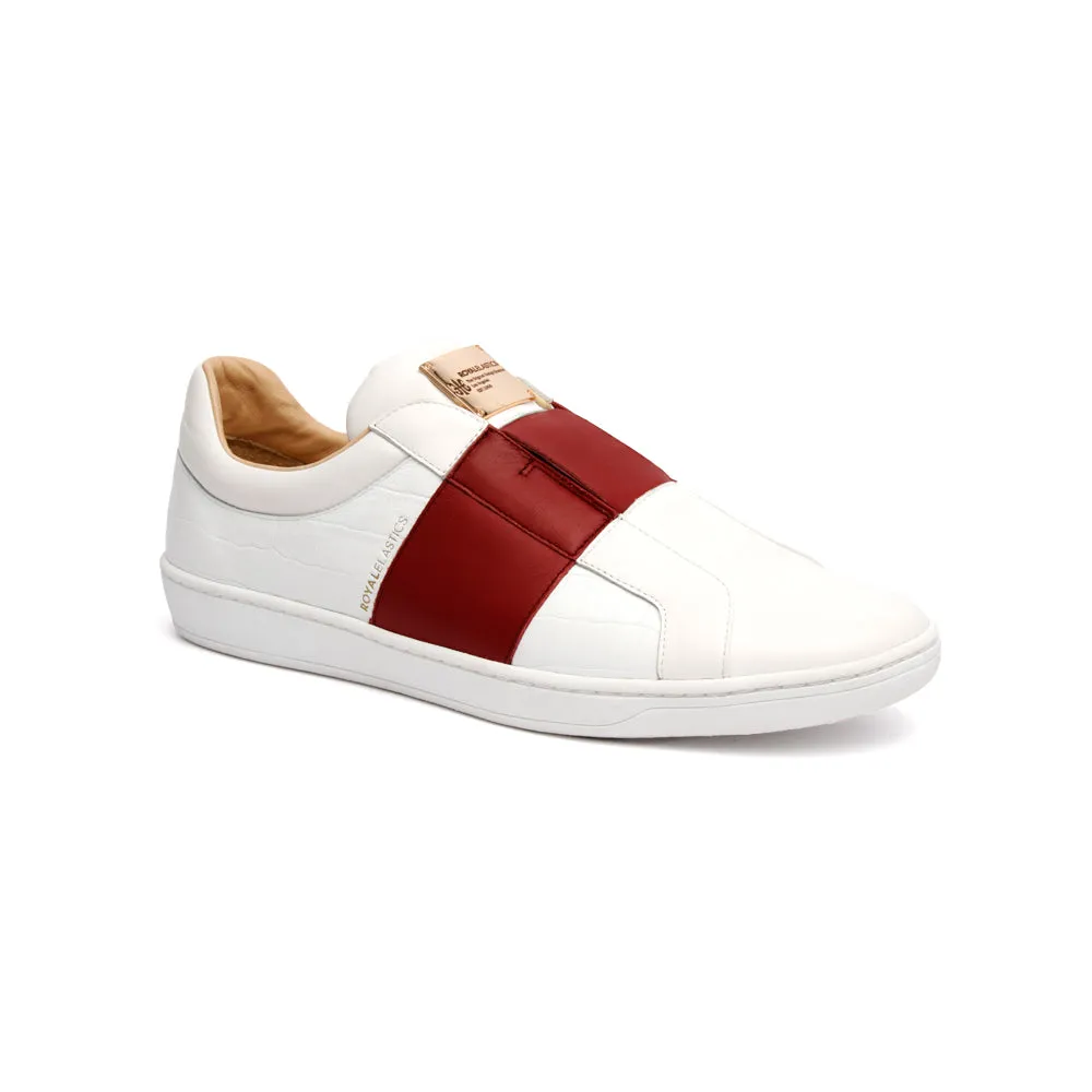 Men's Duke Straight White Red Leather Sneakers 00584-001