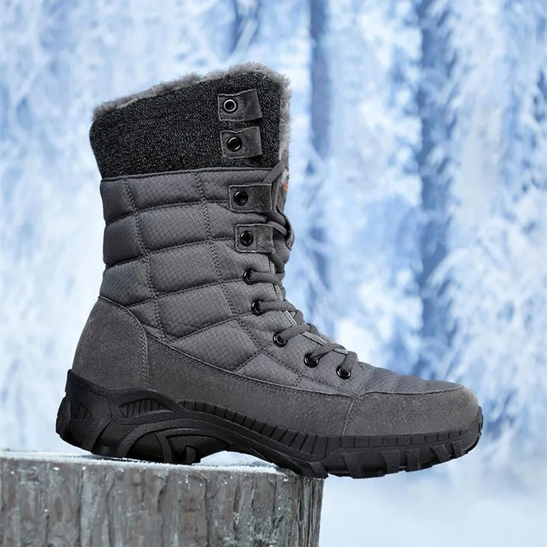 Men's faux fur anti-skid mid calf snow boots | Winter warm outdoors hiking shoes