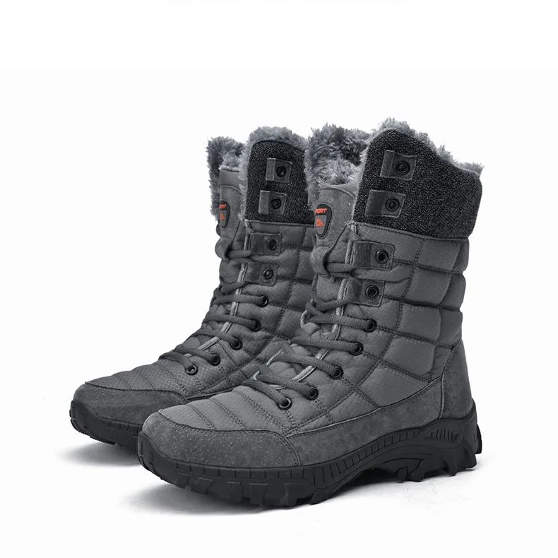 Men's faux fur anti-skid mid calf snow boots | Winter warm outdoors hiking shoes