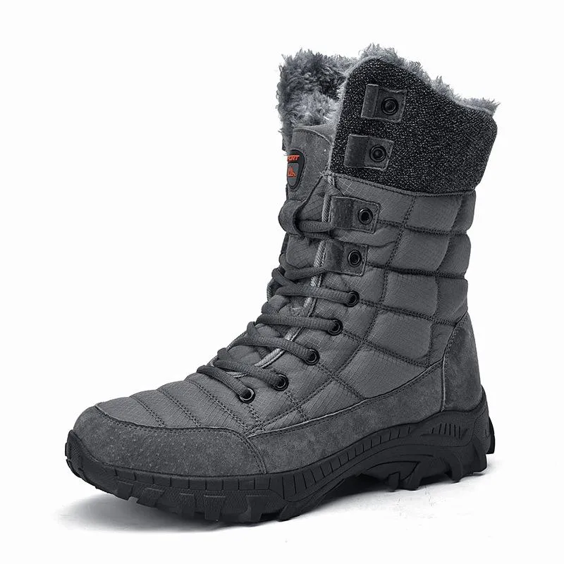 Men's faux fur anti-skid mid calf snow boots | Winter warm outdoors hiking shoes