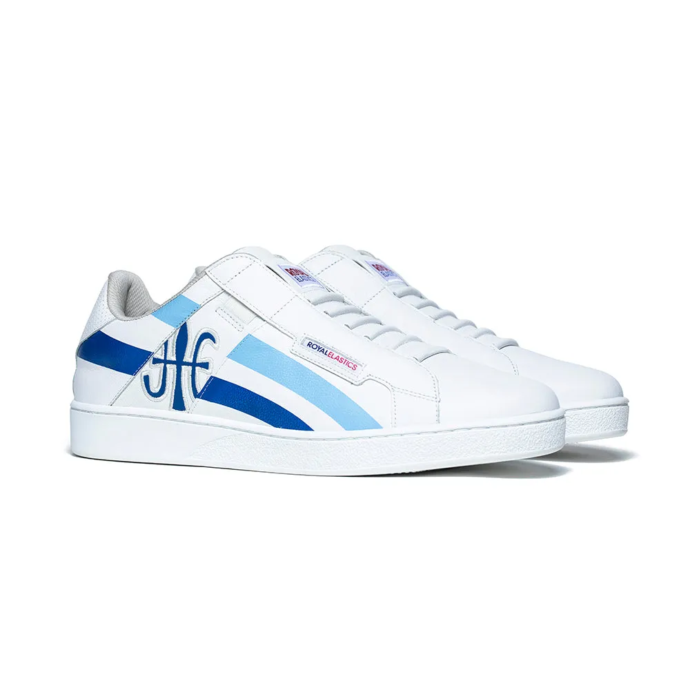 Men's Icon Cross White Blue Leather Sneakers 02901-055