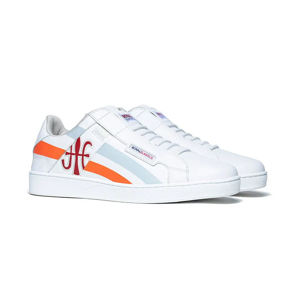 Men's Icon Cross White Orange Red Leather Sneakers 02901-028