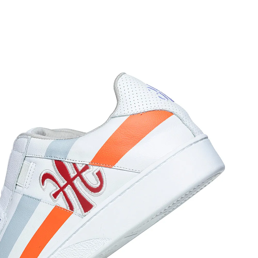 Men's Icon Cross White Orange Red Leather Sneakers 02901-028