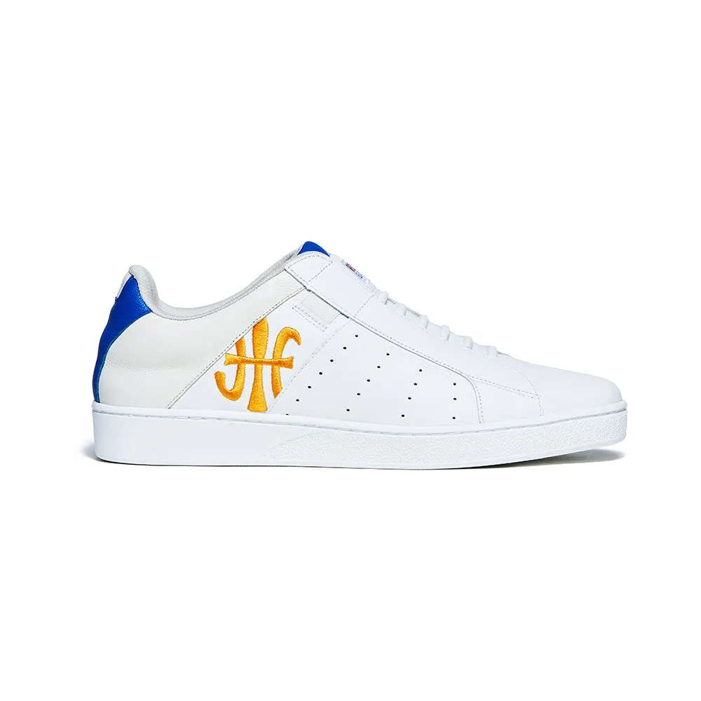 Men's Icon Genesis Blue Yellow Logo Leather Sneakers 01902-025