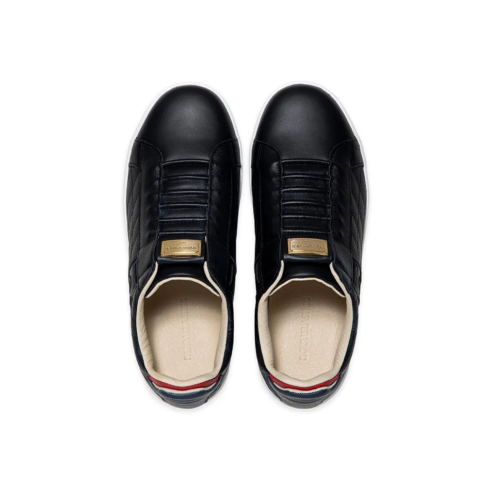 Men's Icon Lux Black Red Leather Sneakers 02533-915