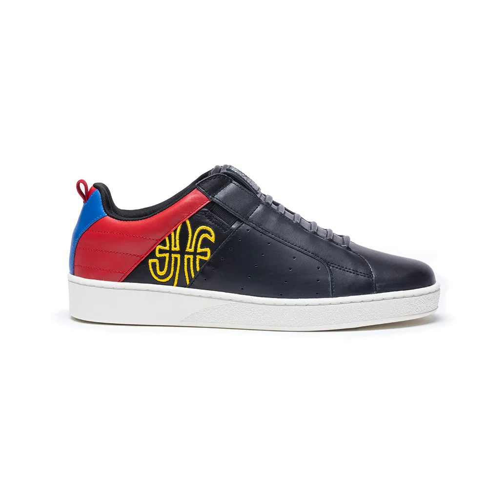 Men's Icon Manhood Black Red Yellow  Leather Sneakers 02094-915