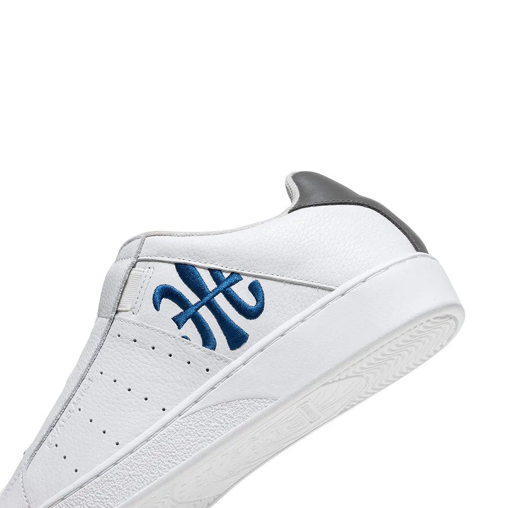 Men's Icon White Blue Gray Logo Leather Sneakers 01922-057