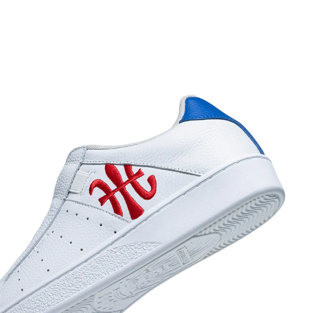 Men's Icon White Red Blue Logo Leather Sneakers 01922-015