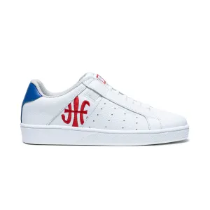 Men's Icon White Red Blue Logo Leather Sneakers 01922-015