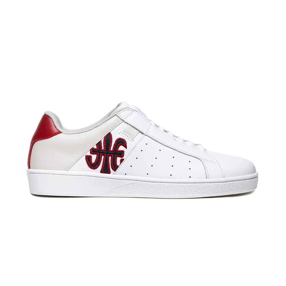 Men's Icon White Red Logo Leather Sneakers 01923-015