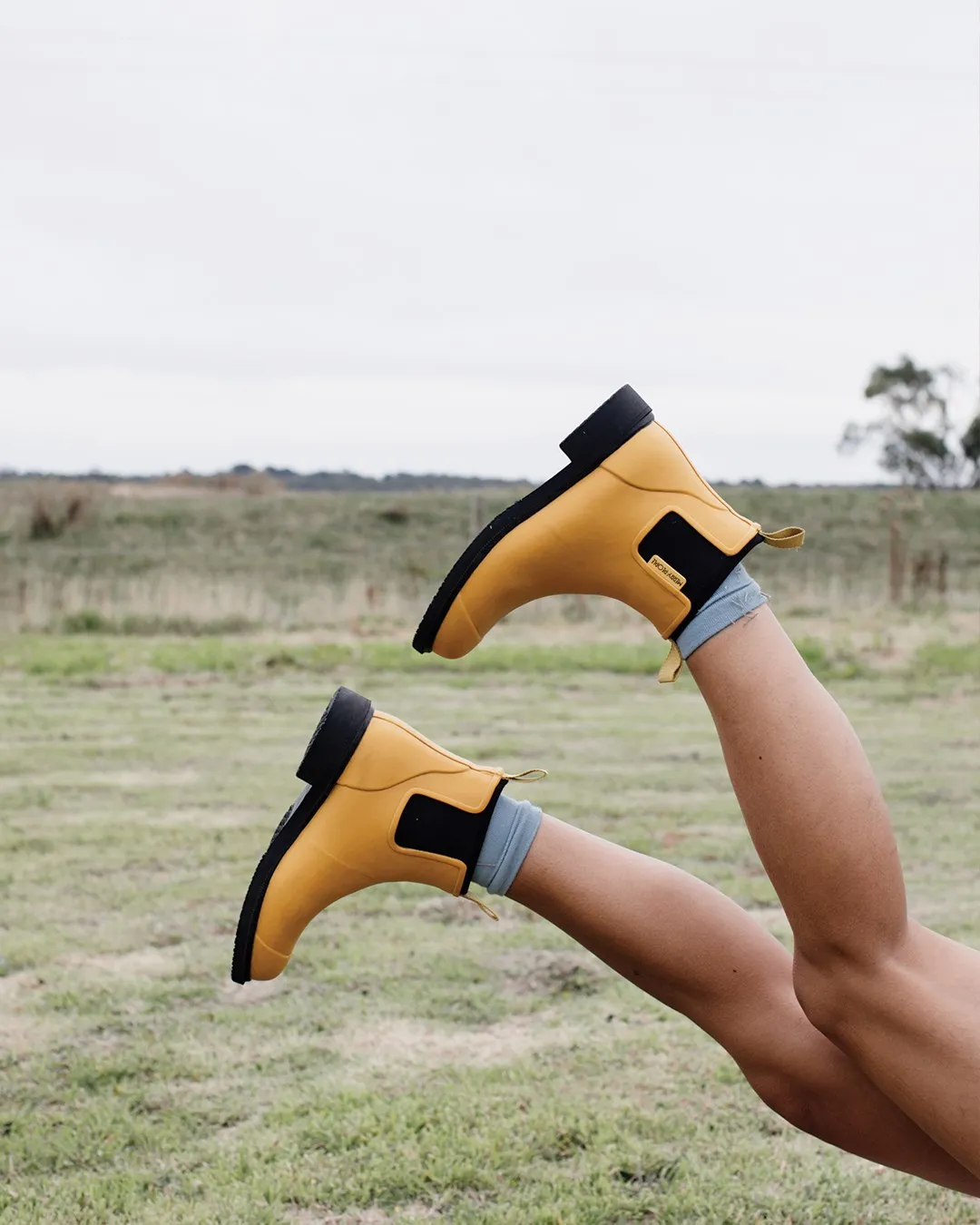 Merry People Bobbi Gumboot - Mustard Yellow/Black