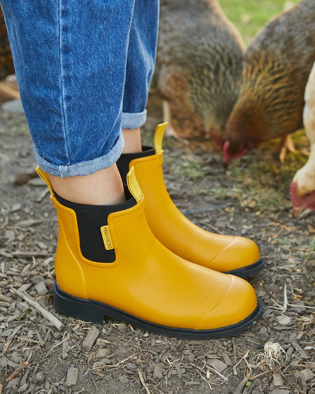 Merry People Bobbi Gumboot - Mustard Yellow/Black