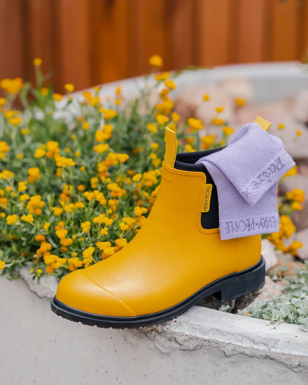 Merry People Bobbi Gumboot - Mustard Yellow/Black