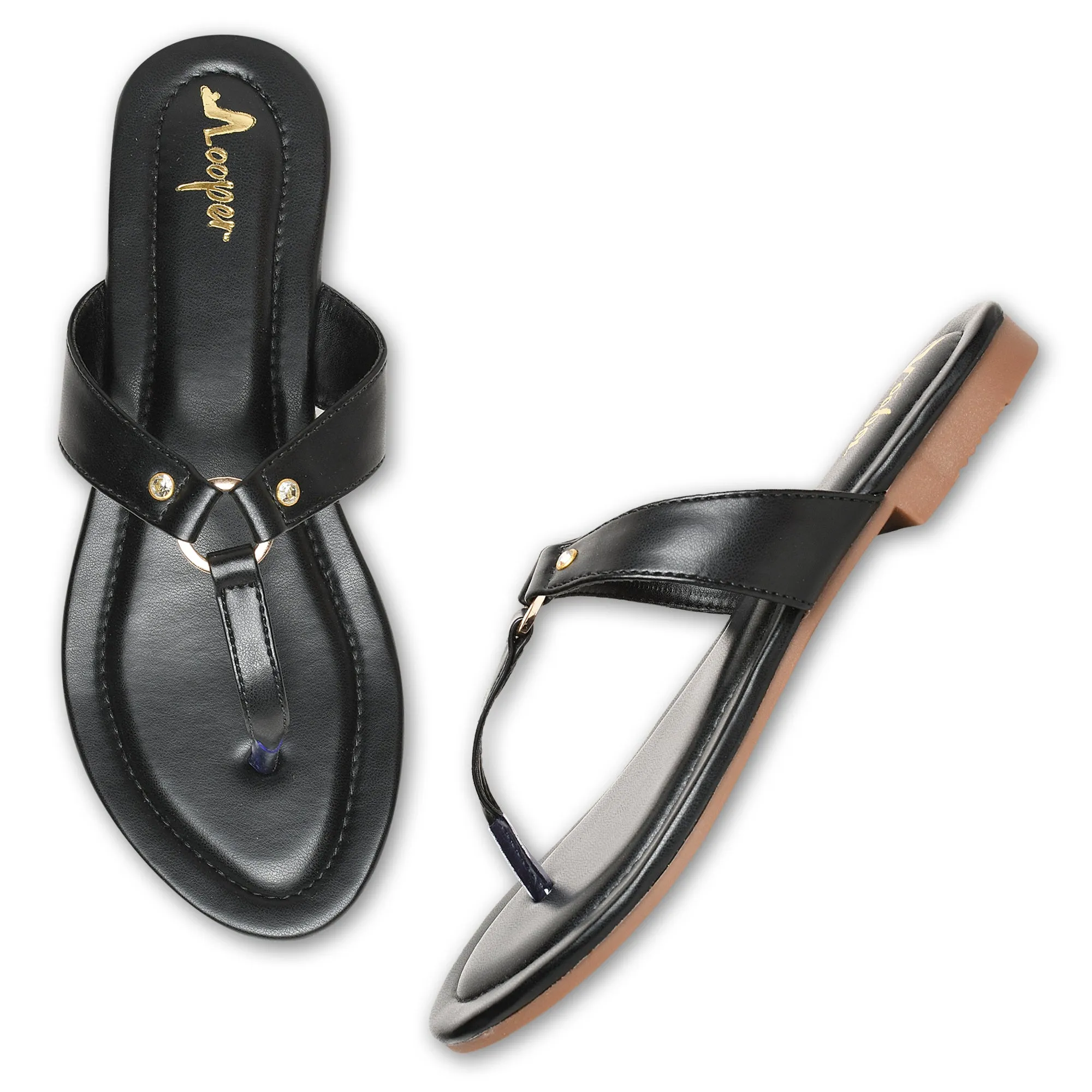 Metallic T-strap Flats