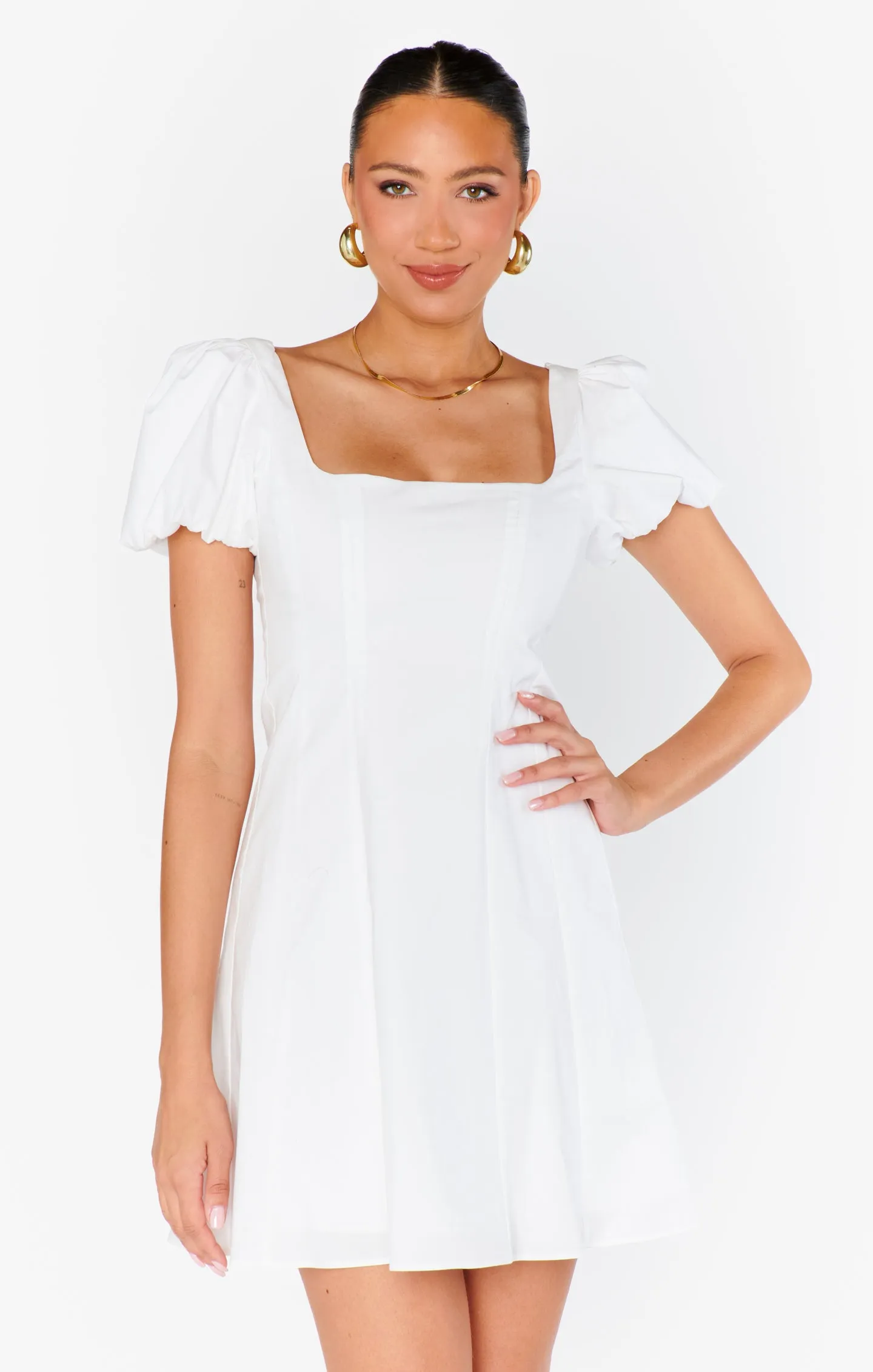 Mia Dress ~ White Poplin