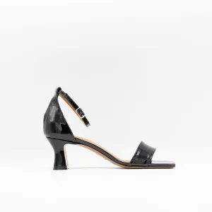 Mid-Heeled Black Patent Sandals