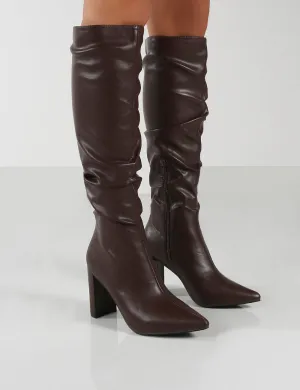 Mine Choc PU Knee High Boots