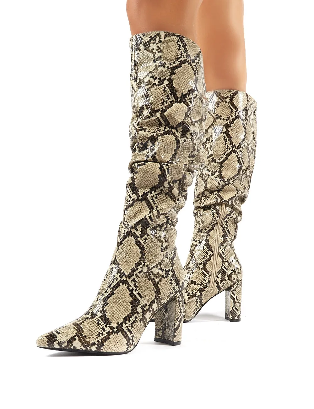 Mine Snakeskin Knee High Boots