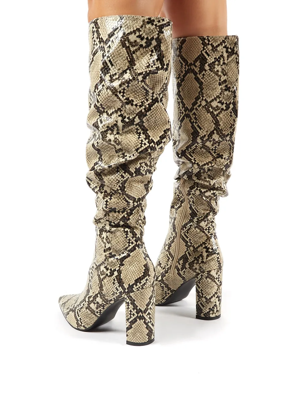 Mine Snakeskin Knee High Boots