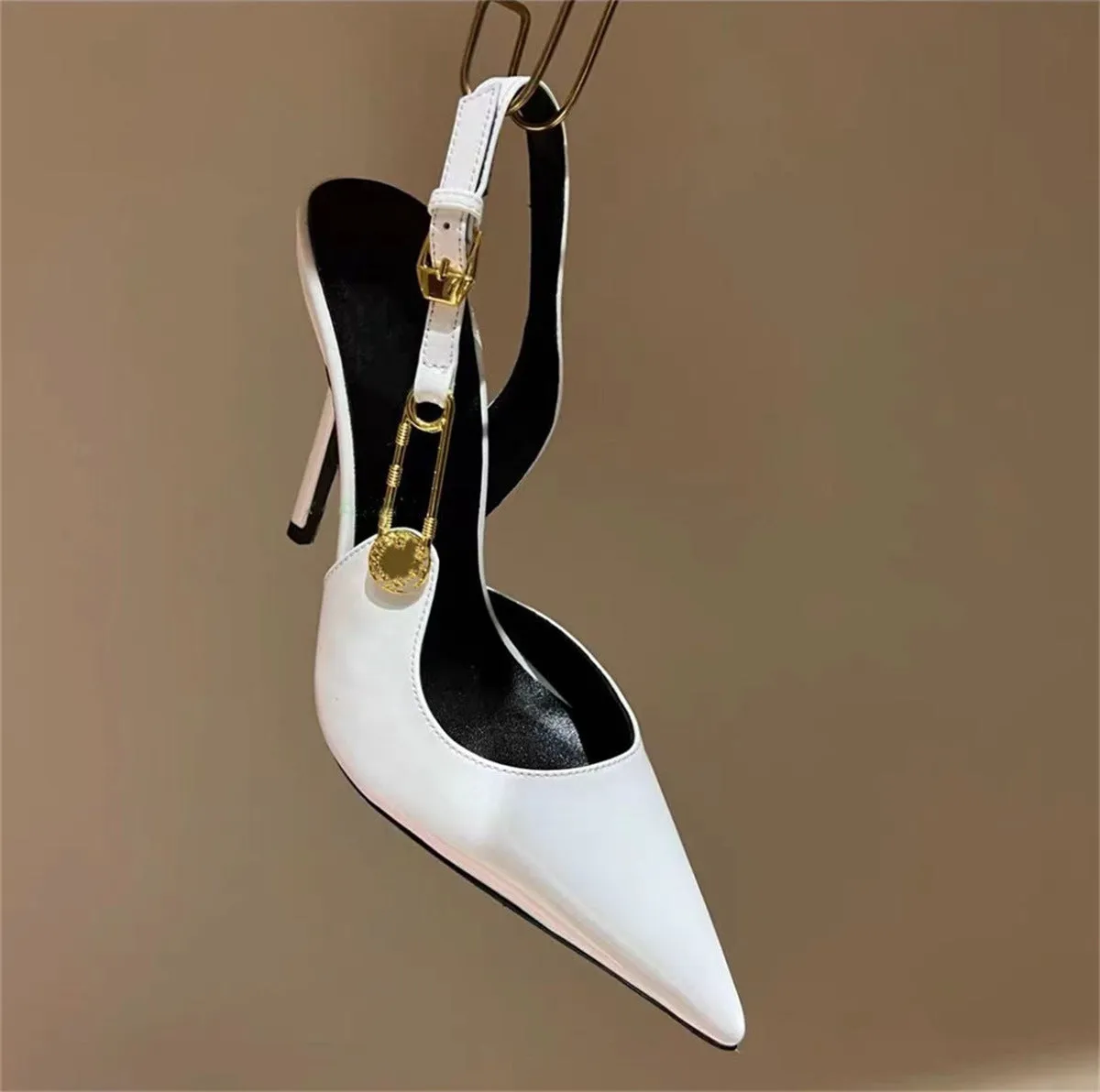 Mirror Metal Buckle Stiletto Heel Sandals