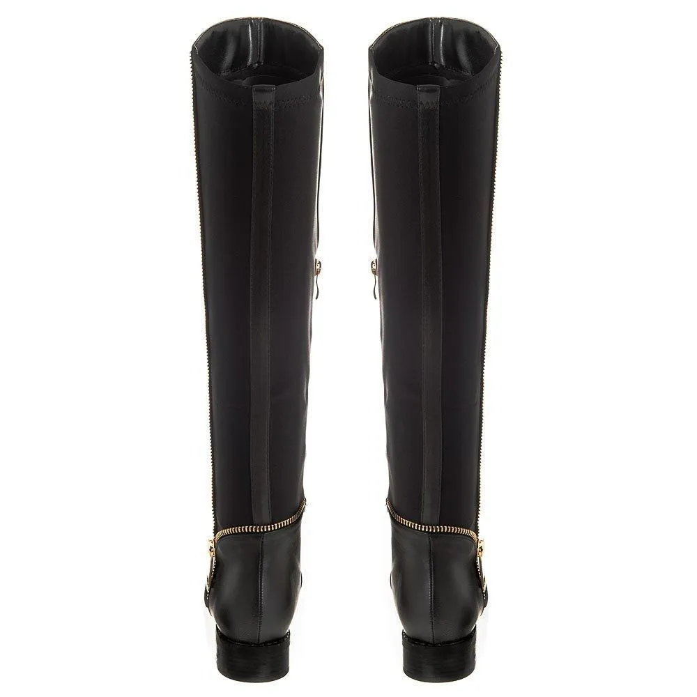 Montgomery Low Block Heel Knee High Half Zip Boot