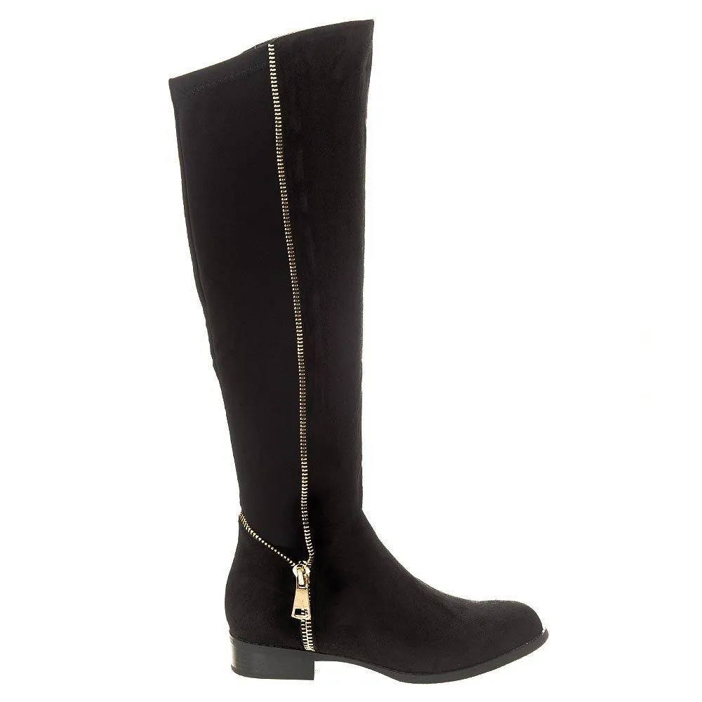 Montgomery Low Block Heel Knee High Half Zip Boot