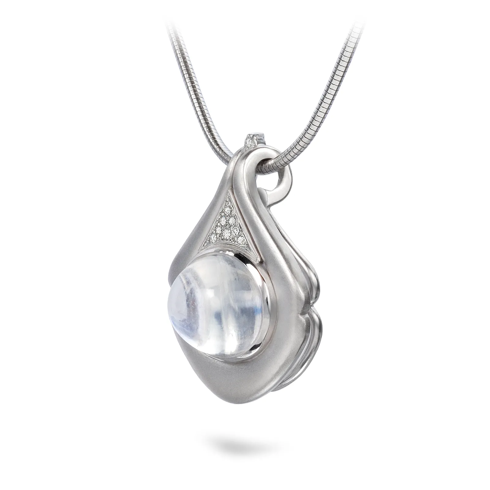 Moonstone and Diamond Drop Pendant