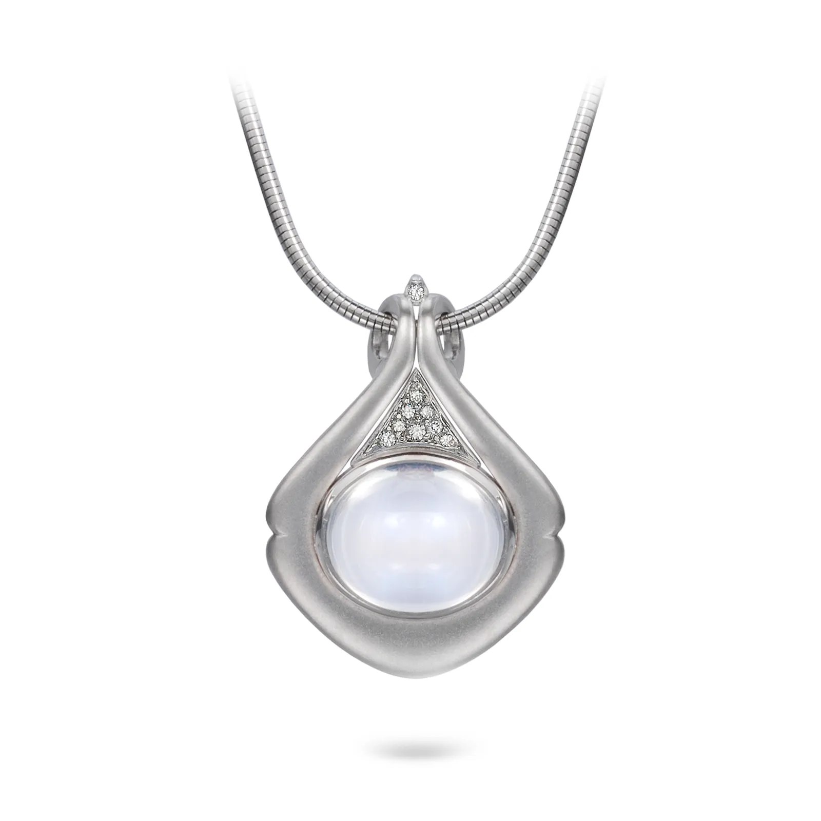 Moonstone and Diamond Drop Pendant