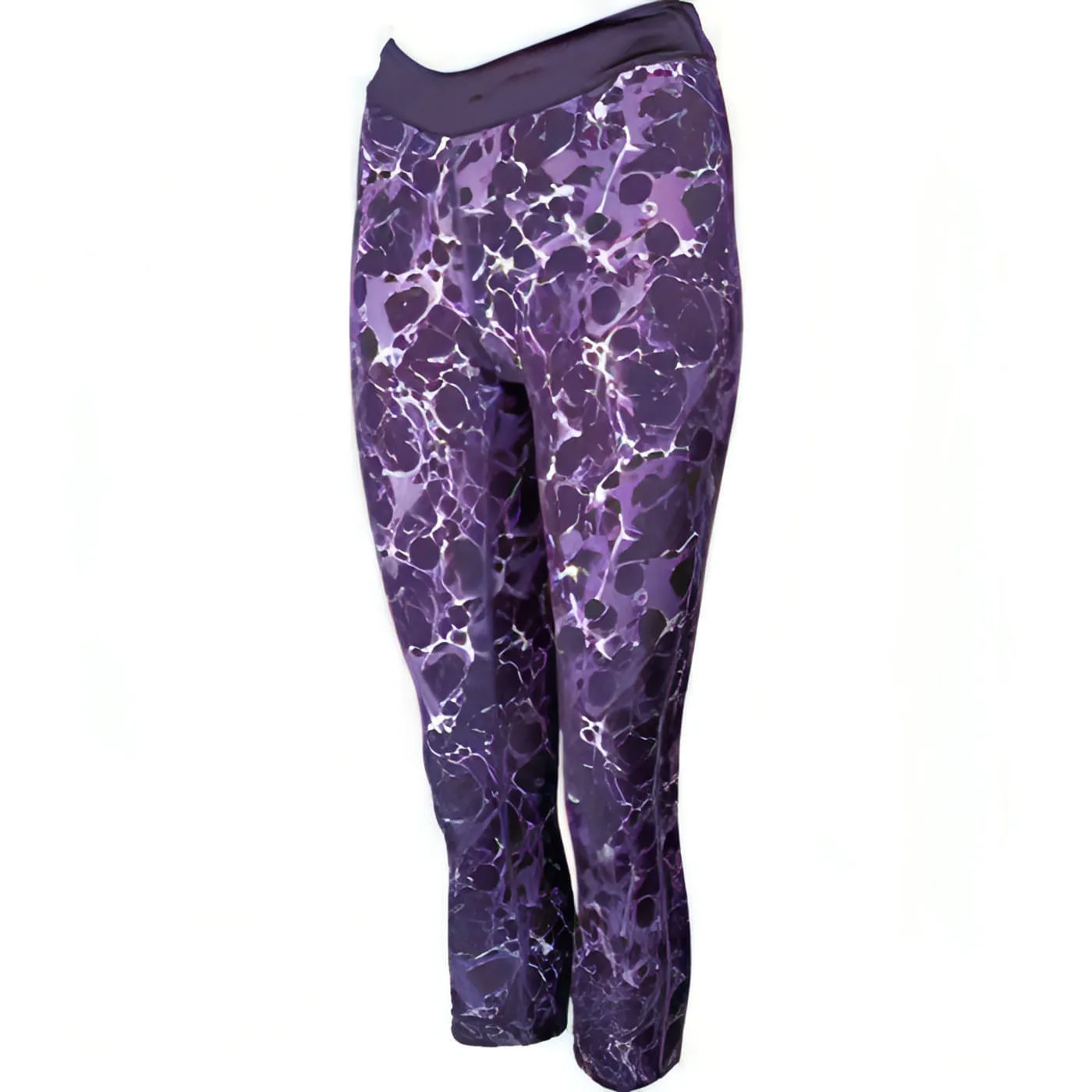 More Mile Printed Womens 3/4 Capri Running Tights - Purple