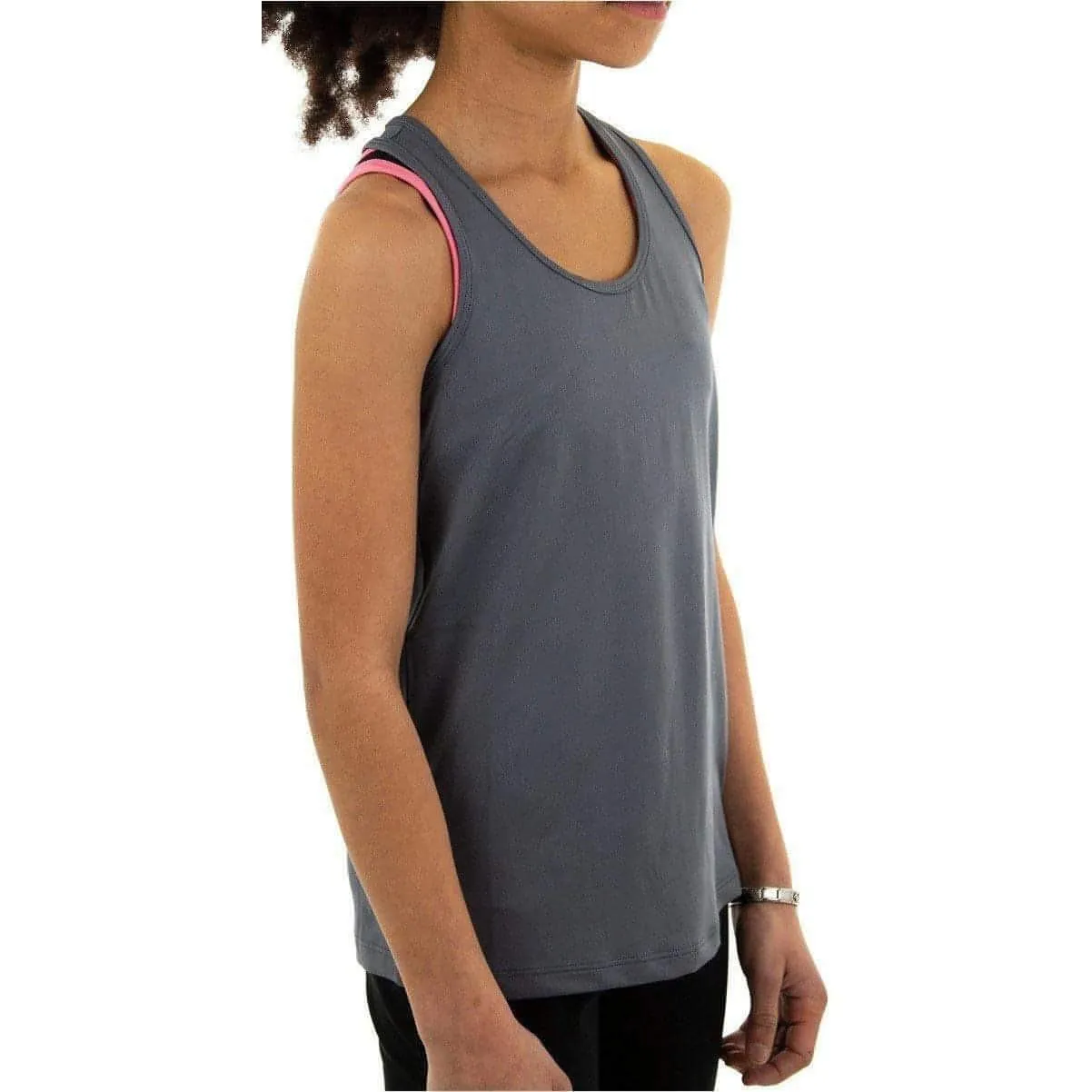 More Mile Racer Back Girls Running Vest - Grey